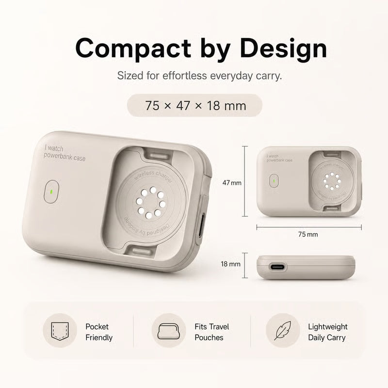 Portable Apple Watch Power Bank – 1200mAh USB-C Fast Charging Travel Charger