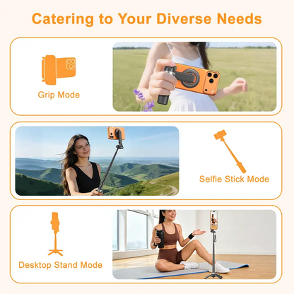 Upgrated 4-in-1 Magnetic Selfie Stick with Remote for Cell Phone 360° Rotation
