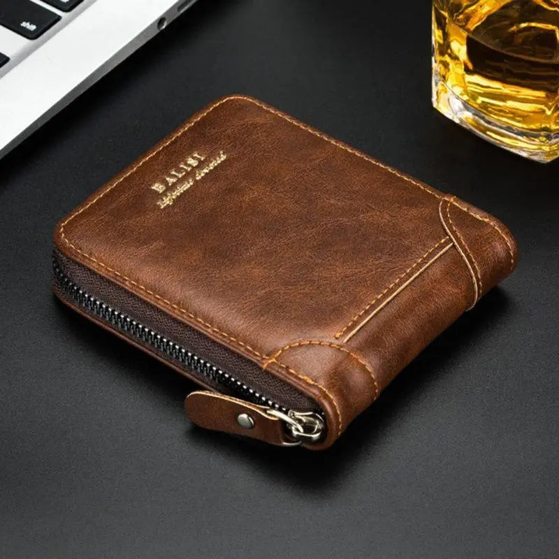 Secure Zipper Around Bifold Wallet for Mens