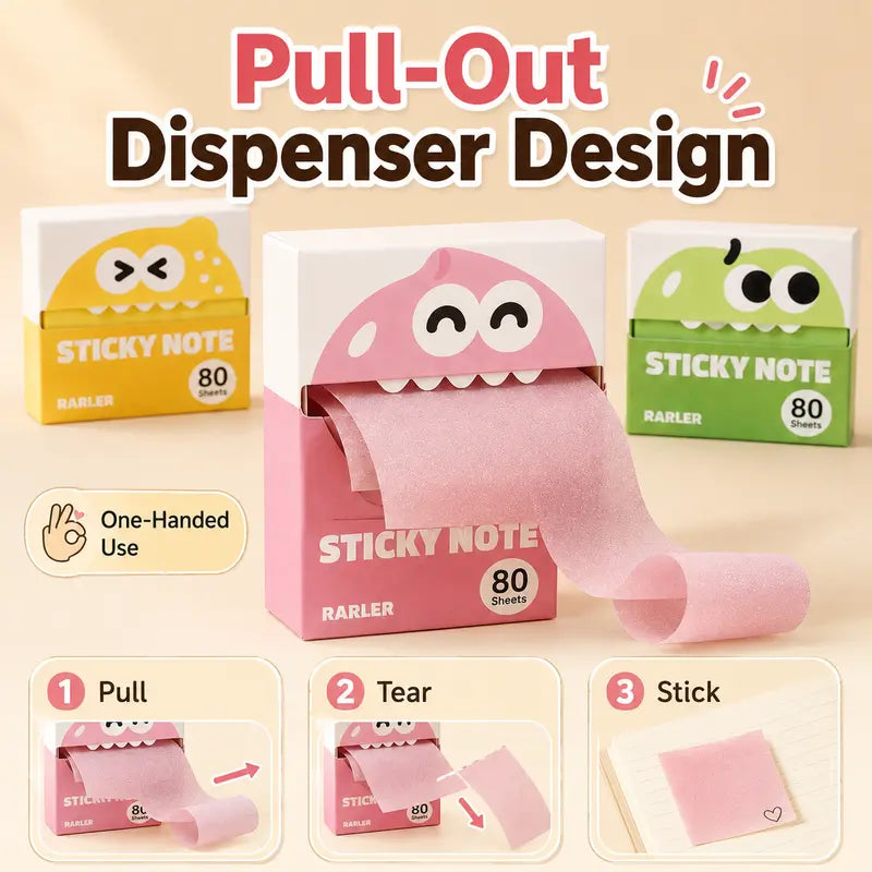 6-Pack Transparent Pull-Out Sticky Notes