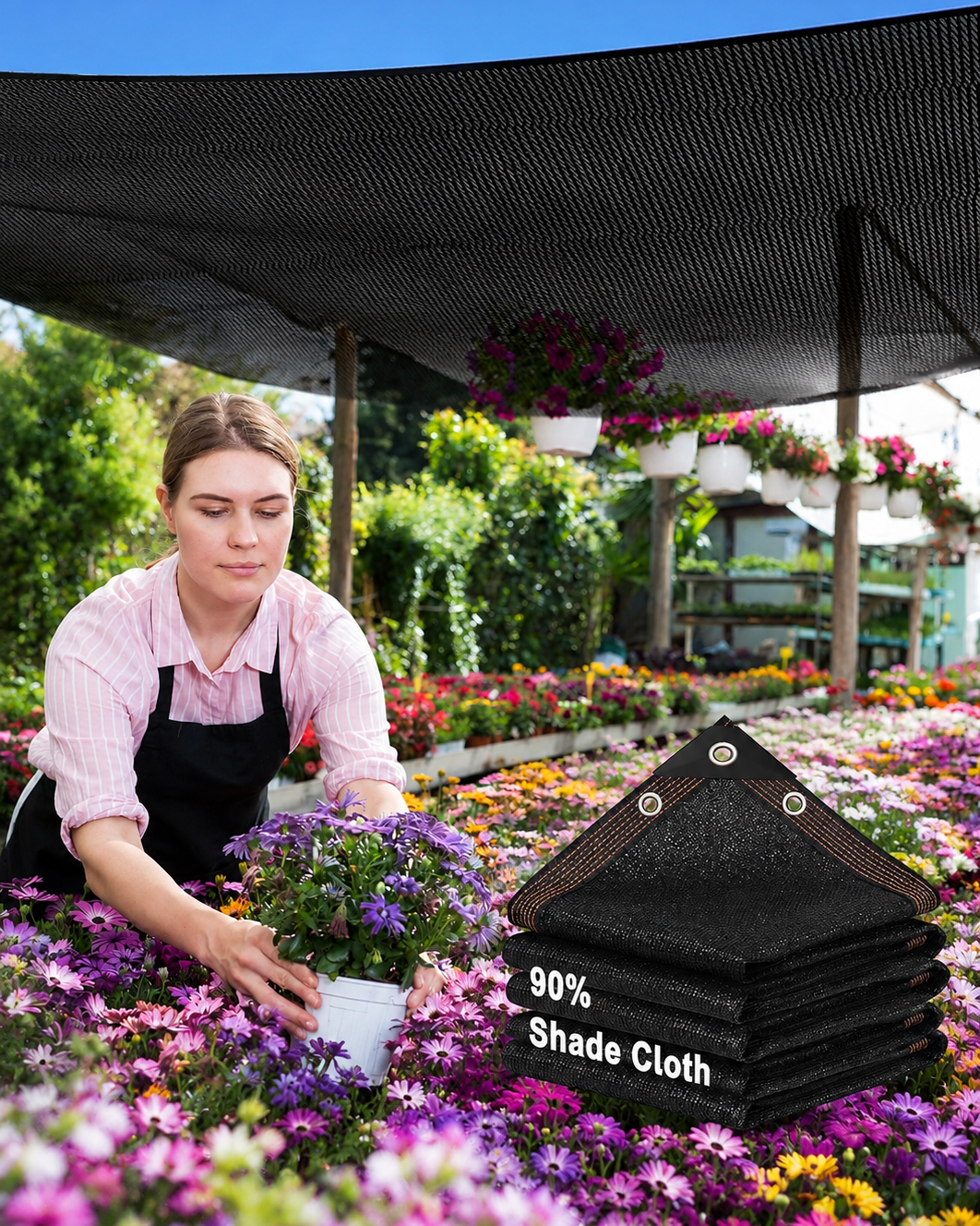 Tear Resistant Sun Shade Net with Reinforced Grommet