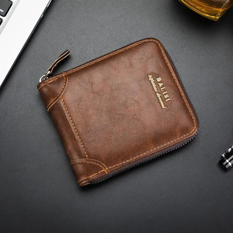 Secure Zipper Around Bifold Wallet for Mens