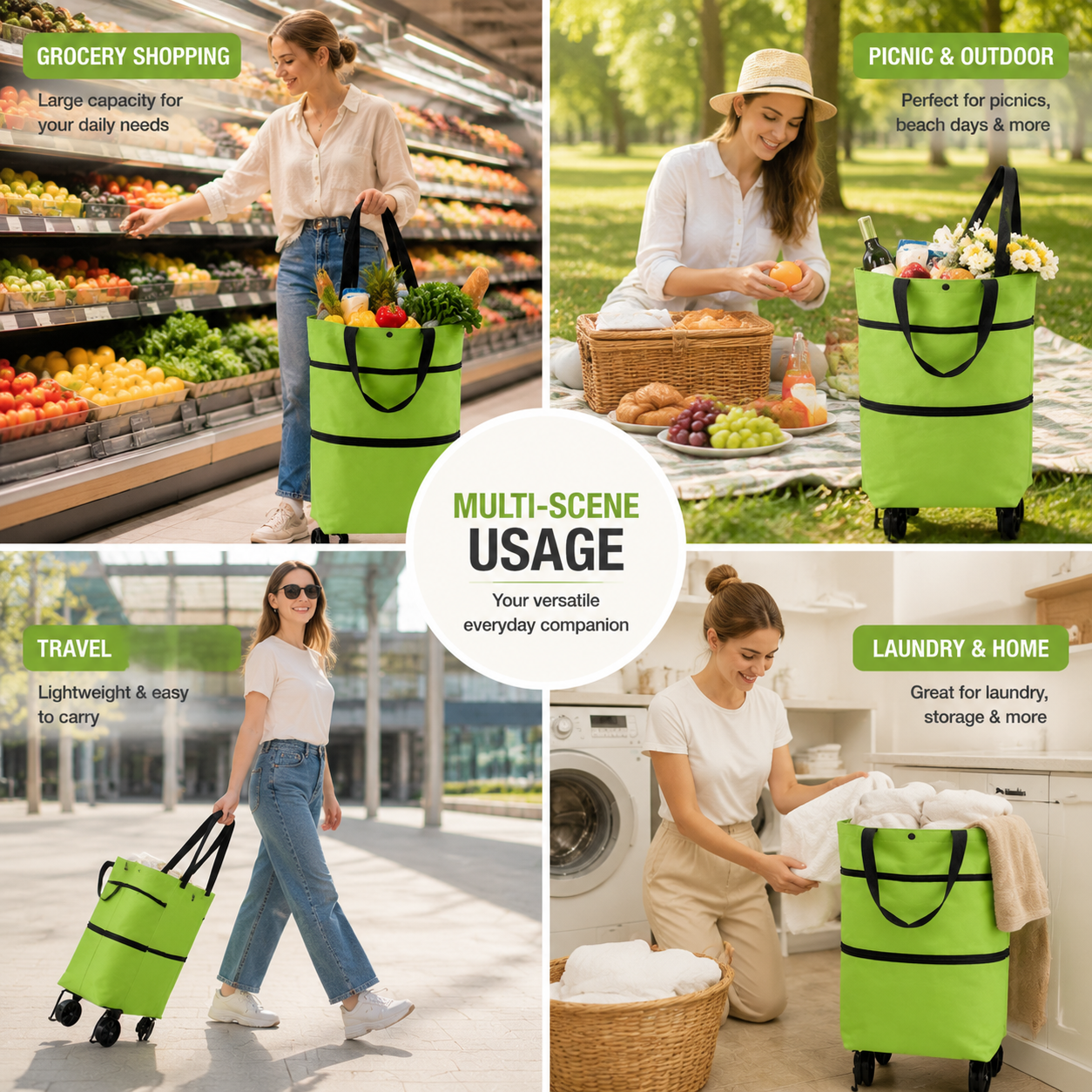 Foldable Trolley grocery Bag 30L
