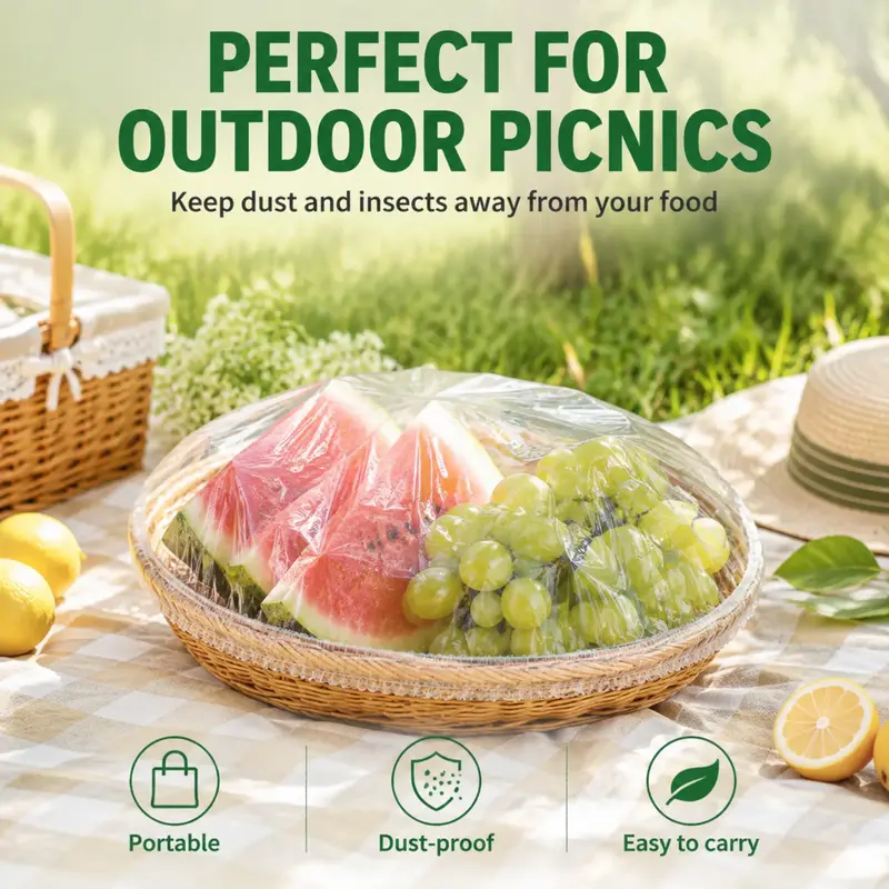 100PCS Disposable Stretch Food Covers for Bowls & Plates