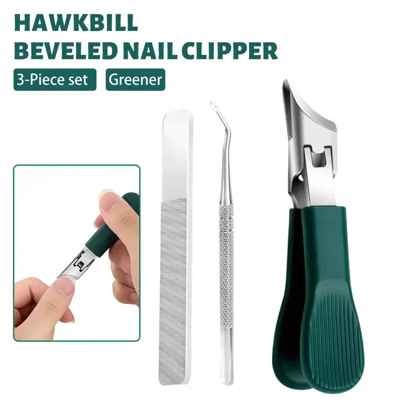 Eagle Beak Nail Care 3-Piece Kit – Clipper, Cuticle Tool & File for Thick Nails