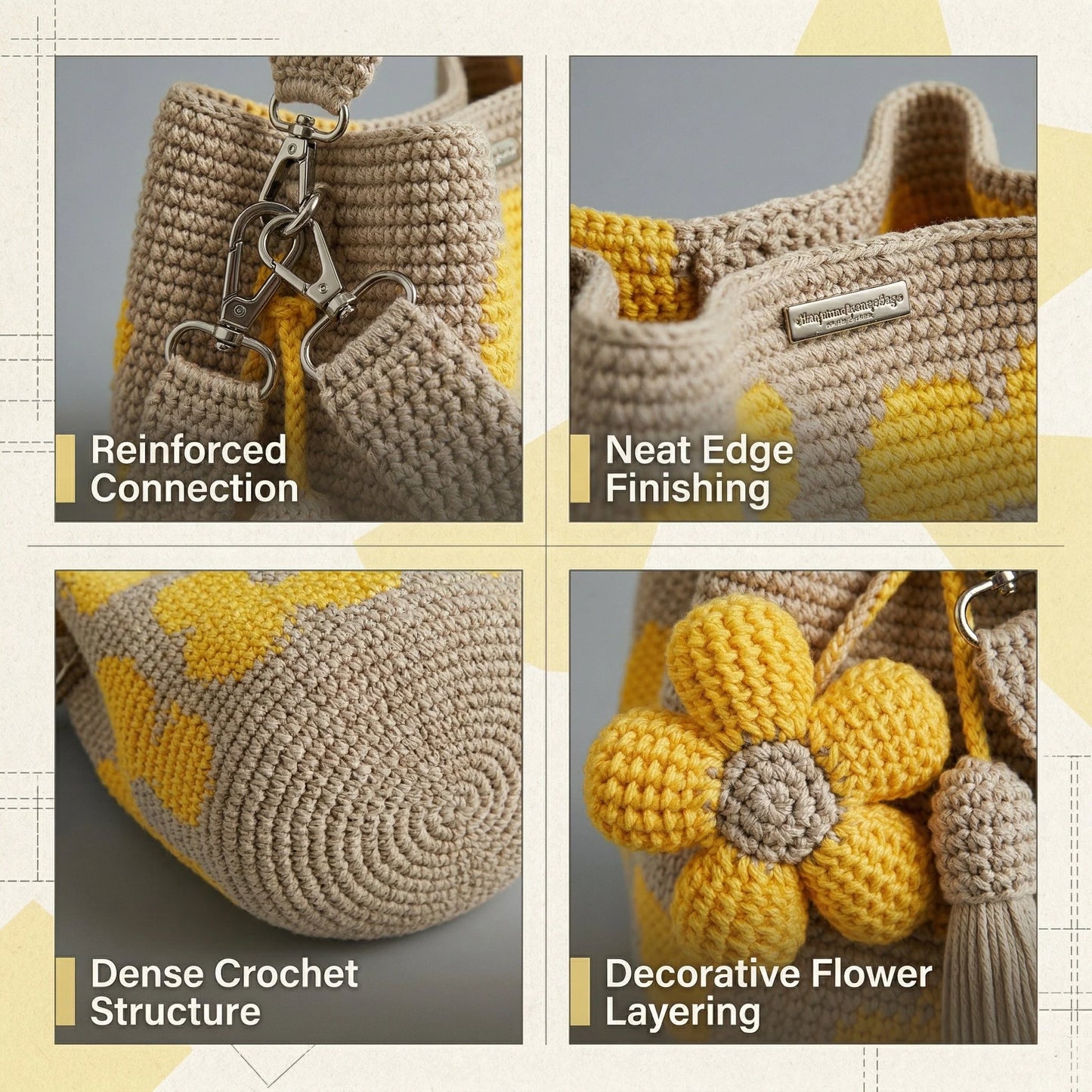 Handmade Crochet Flower Tote