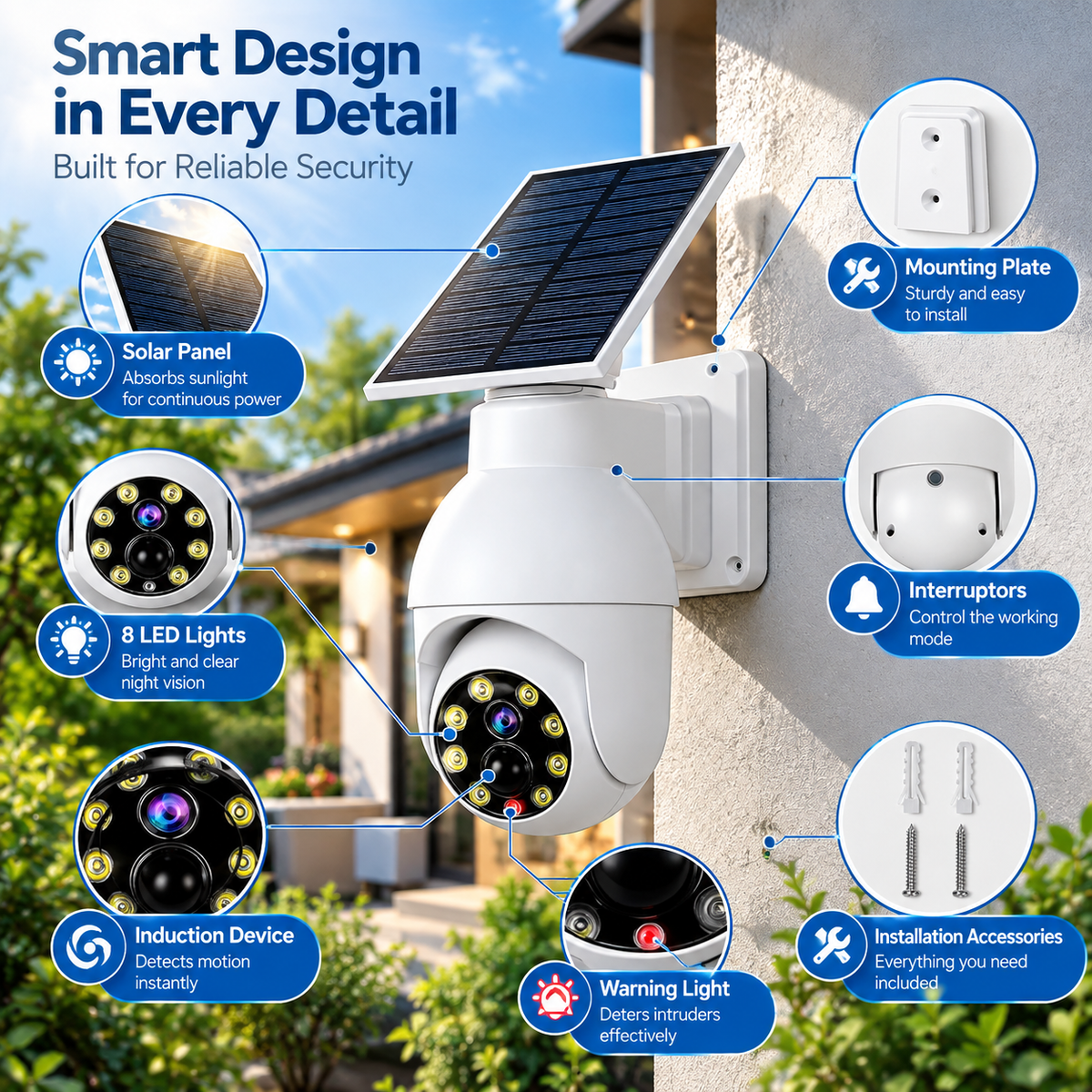 360° Ultra-Bright Motion Sensor Spotlight|Wireless Dummy PT Dome CCTV Camera