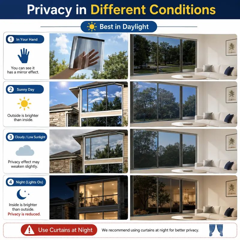 Black Reflective 1-Way Mirror Window Privacy Film