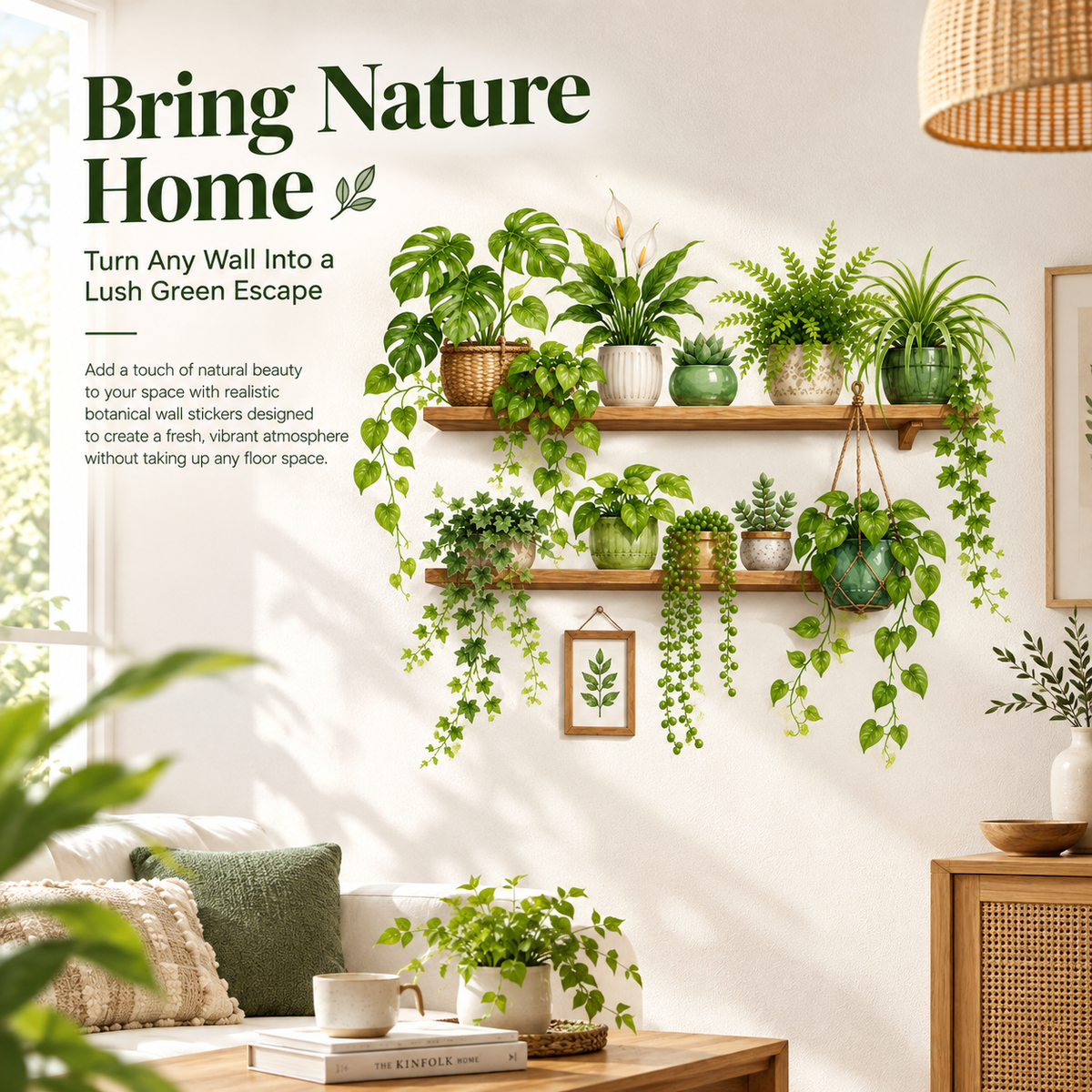 Tropical Potted Plants Wall Stickers-Removable DIY Art Murals for Family Background Wall