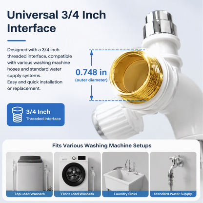 Dual Outlet Washing Machine Faucet, 1/2-Inch Universal Connector