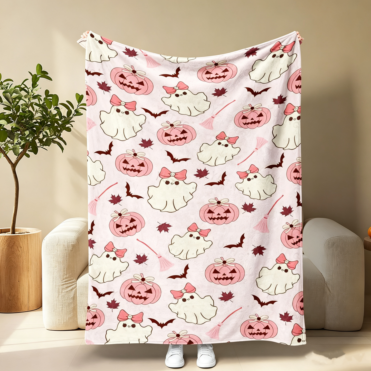 Halloween Patchwork Flannel Blanket – Soft Warm Throw, 5 Sizes