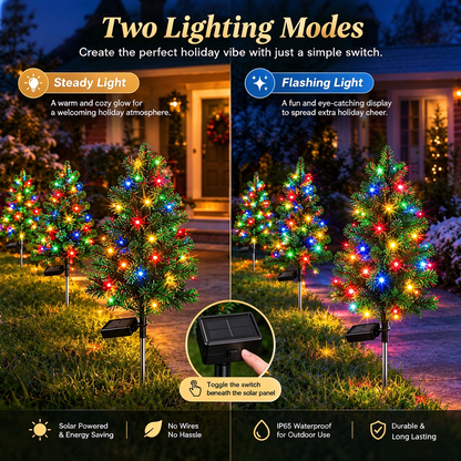 Solar Christmas Tree Lights, 2 Modes, IP65 Waterproof Outdoor Decor