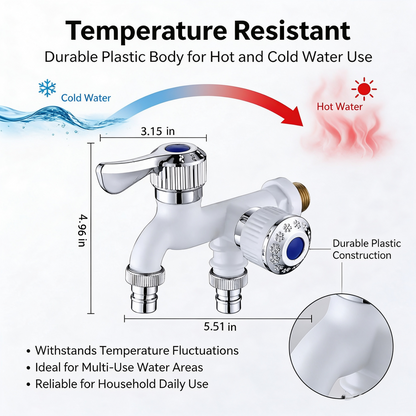 Dual Outlet Washing Machine Faucet, 1/2-Inch Universal Connector