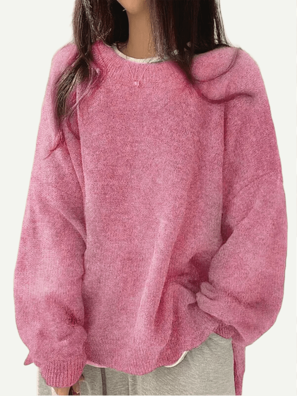 Women's Drop Shoulder Split Hem Sweater