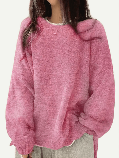 Women's Drop Shoulder Split Hem Sweater