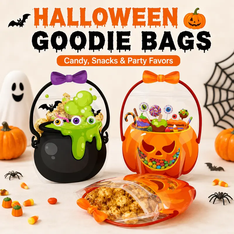 12/24/36/48/60 Pcs Halloween Plastic Goodie Bags