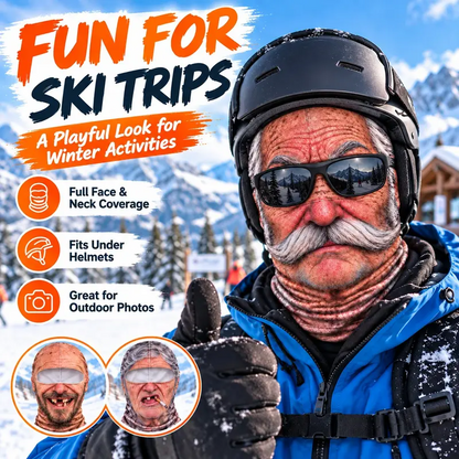 3D Realistic Old Man Face Mask with Hood|Funny Winter Skiing Costume Accessory