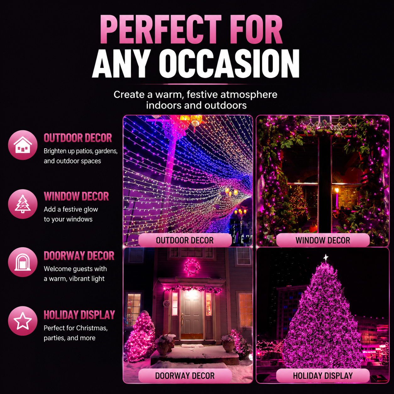 400 LED Pink Christmas Fairy Lights