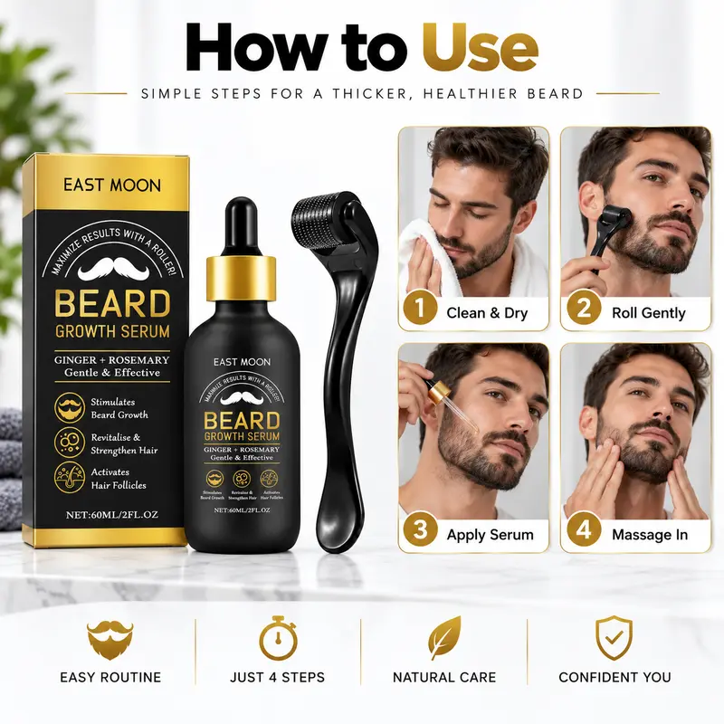 Beard Growth Kit - Beard Growth Serum & Derma Roller