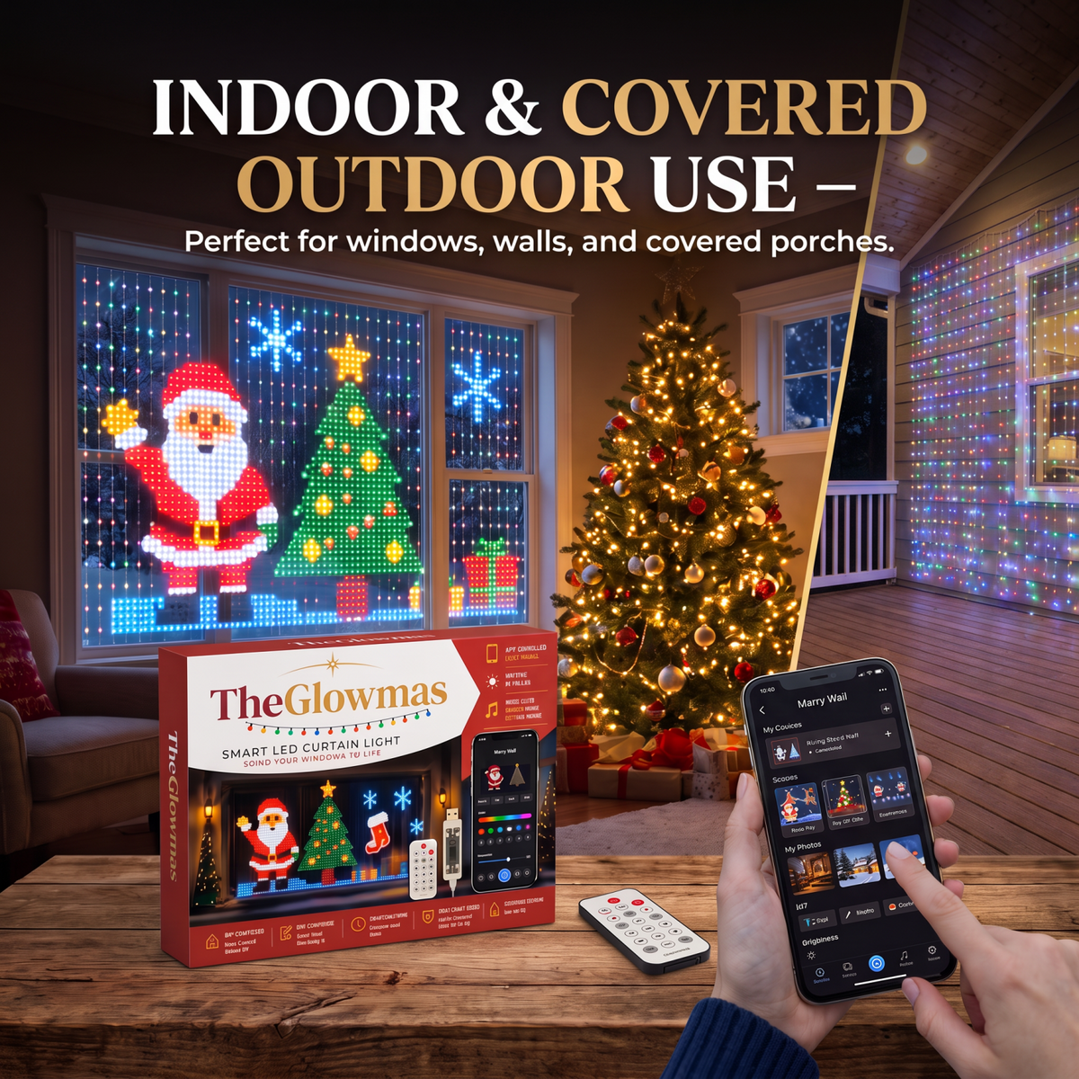 DIY LED Pixel Curtain Lights – App-Controlled Animated Christmas Display Screen
