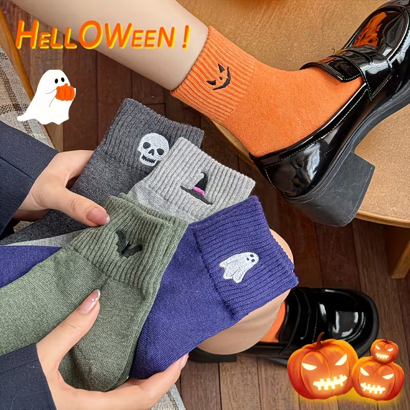 🎃Buy 1 Get 1 Free-Funny Pumpkin Ghost Cartoon Mid-Calf Knit Socks