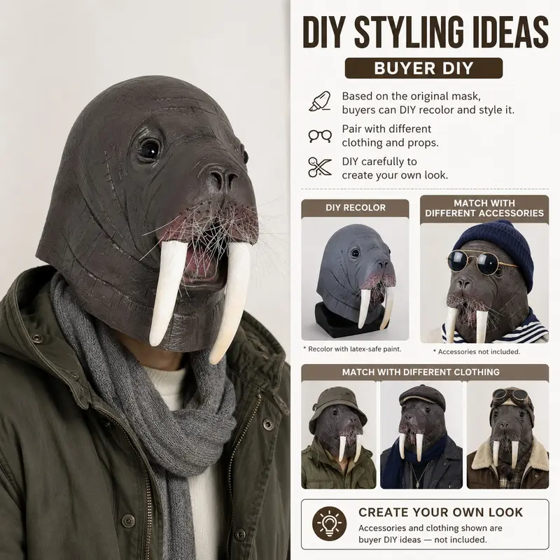 Full Head Realistic Walrus Mask—Adult Halloween Cosplay Costume