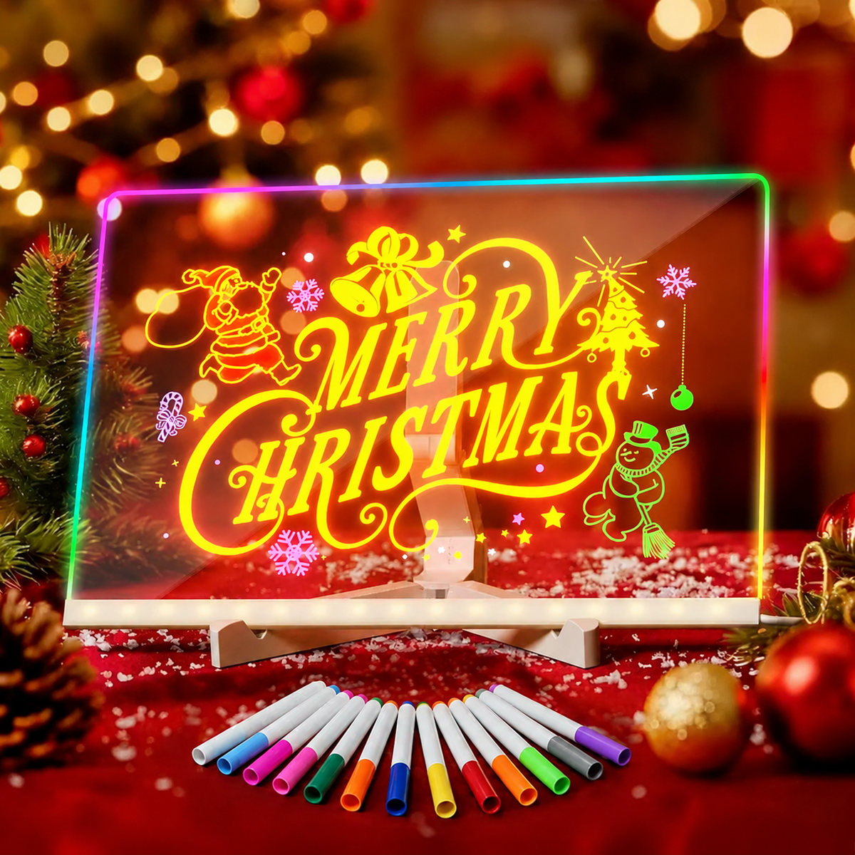 LED Drawing Board for Kids-Reusable Light-Up Doodle & Message Board