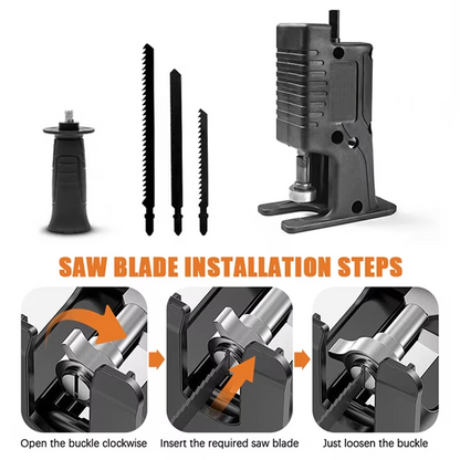 Reciprocating Saw Attachment for Drill – 3 Blades for Wood, Metal & PVC