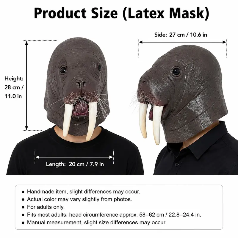 Full Head Realistic Walrus Mask—Adult Halloween Cosplay Costume