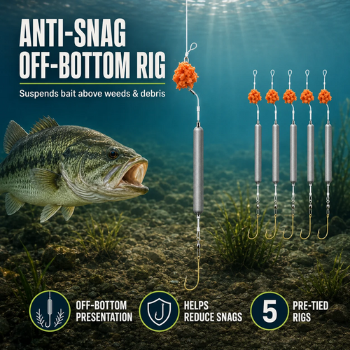 Pre-Tied Off Bottom Fishing Rig | Anti-Snag Floating Bottom Hook Leaders