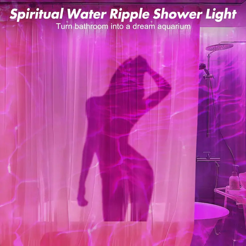 Rechargeable Waterproof Shower Light -16 Colors Ocean Wave Projector with Remote