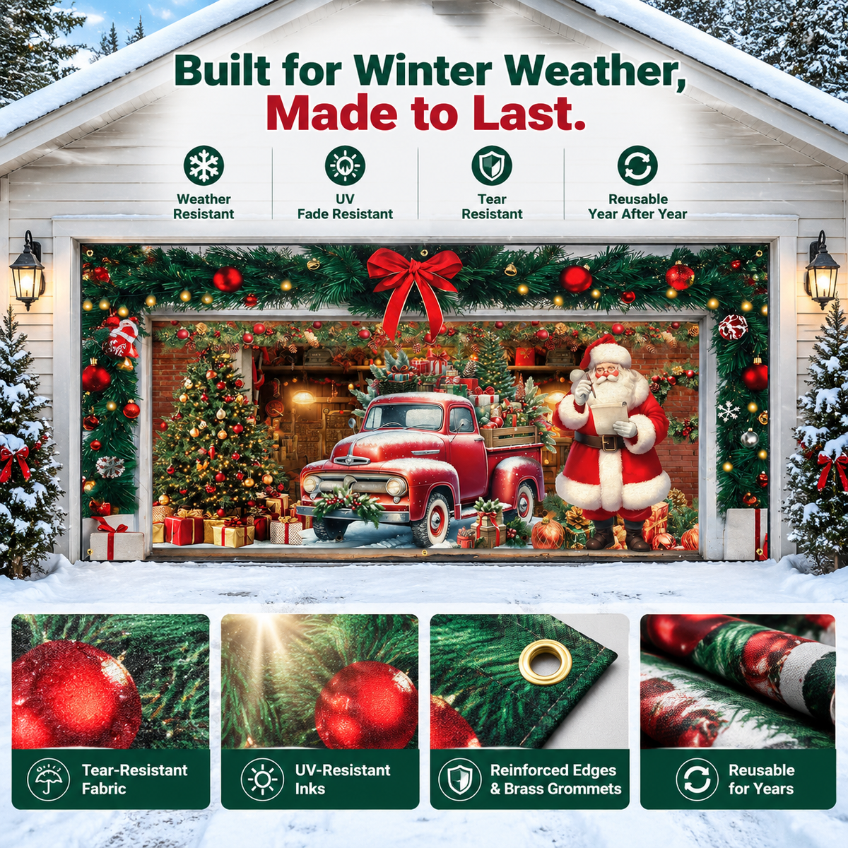 Christmas Garage Door Banner – 10 Festive Designs, Instant Holiday Curb Appeal