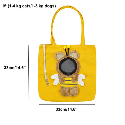 Cartoon Character Cat Carrier Tote – Face-Forward Shoulder Bag for Small Pets