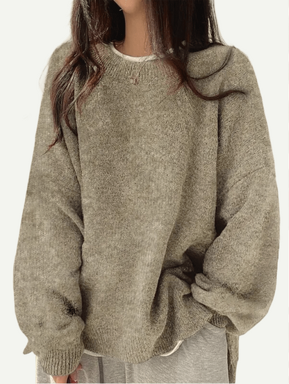 Women's Drop Shoulder Split Hem Sweater