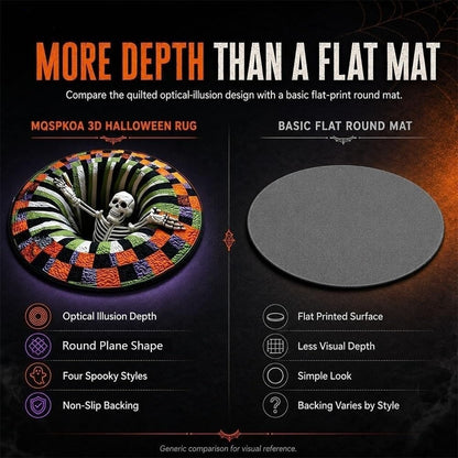 3D Halloween Optical Illusion Rug – Soft Non-Slip Round Mat
