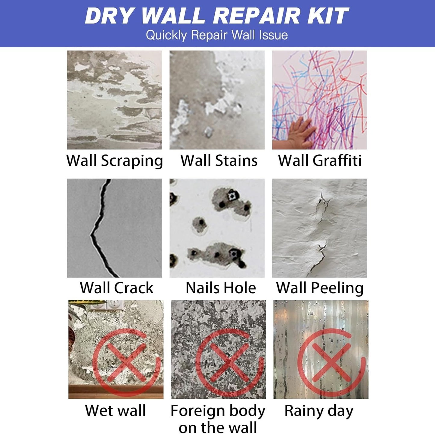Wall Repair Putty Kit Crack Filler Smooth Finish Cream