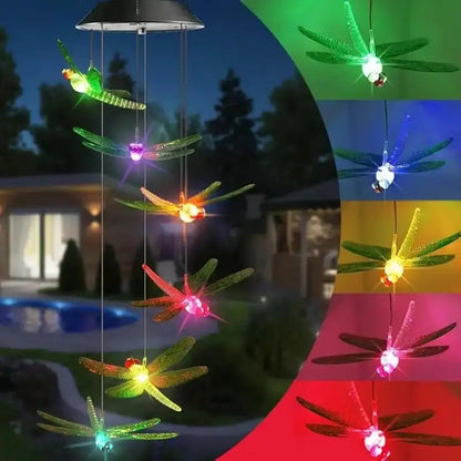 Solar Color-Changing Hummingbird Wind Chime – Waterproof LED Garden Décor