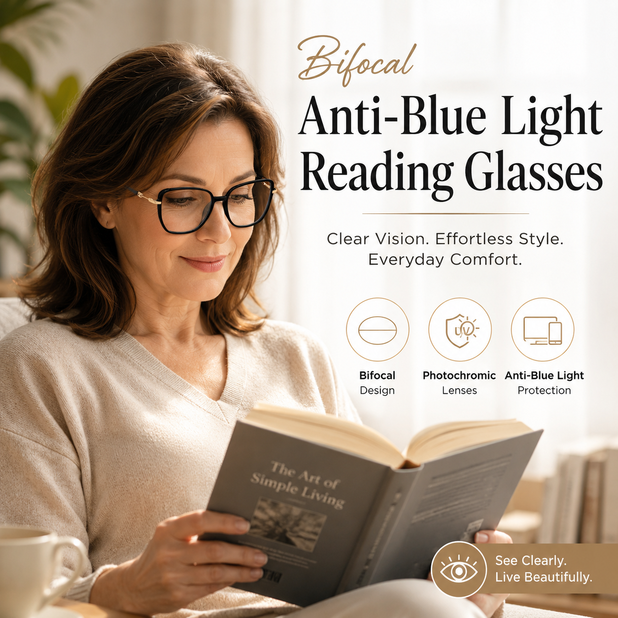 Women's Bifocal Anti-Blue Light Reading Glasses