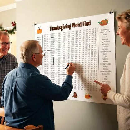 Jumbo Thanksgiving Word Search Poster – Giant 31.5"x20" Wall Game