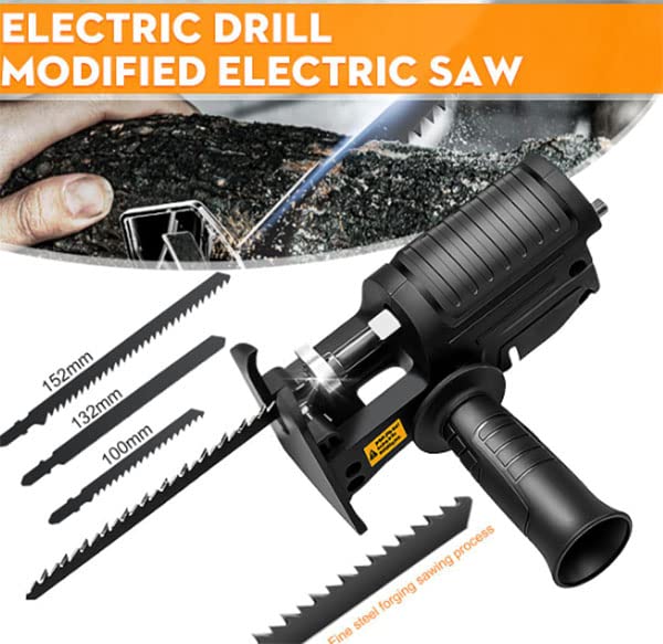 Reciprocating Saw Attachment for Drill – 3 Blades for Wood, Metal & PVC