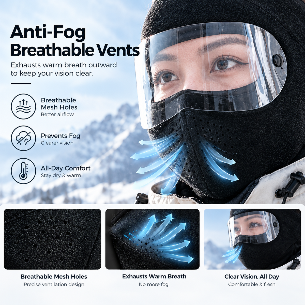 Winter Windproof Face Mask – Full-Coverage Thermal Shield with Clear Lens