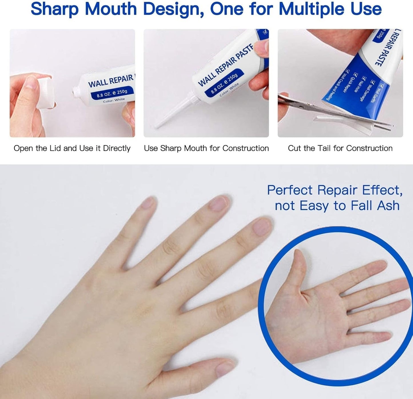 Wall Repair Putty Kit Crack Filler Smooth Finish Cream