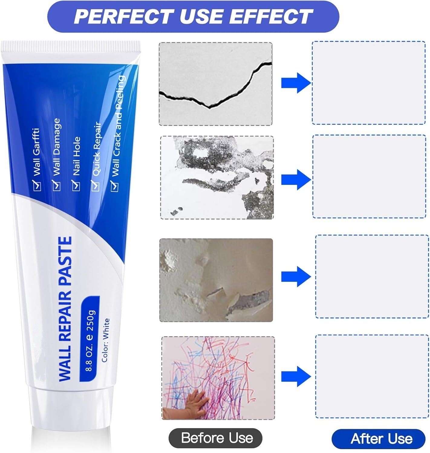 Wall Repair Putty Kit Crack Filler Smooth Finish Cream