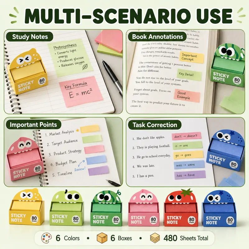 6-Pack Transparent Pull-Out Sticky Notes