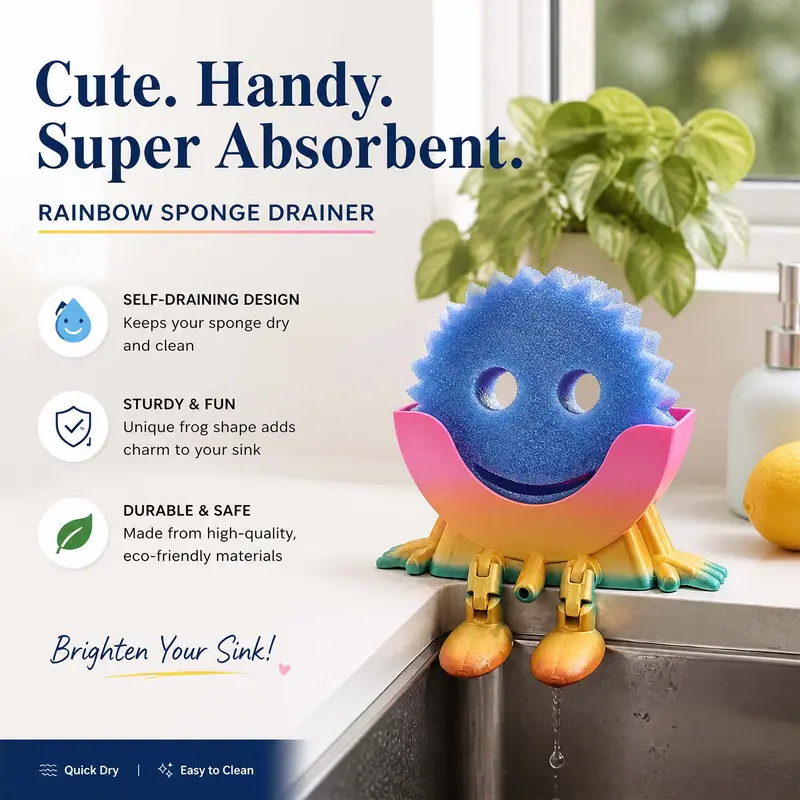 Cute Sponge Holder with Self-Draining Design (2pcs)