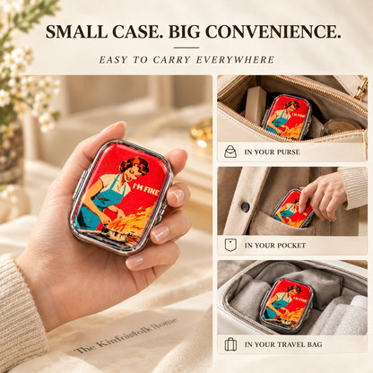 Vintage Pill Organizer Case|2-Compartment Medicine Organizer