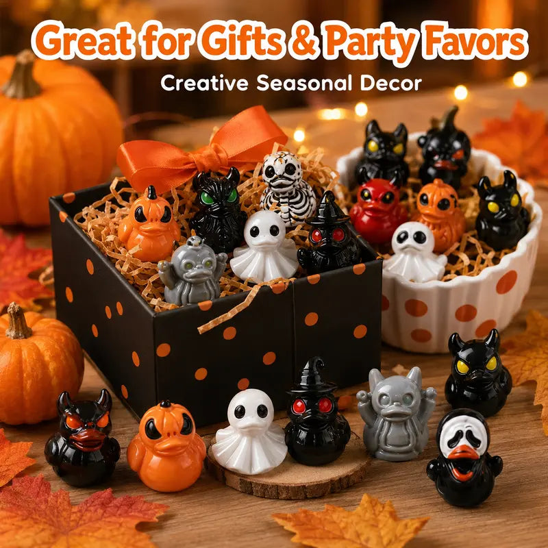 Mini Spooky Skull Devil Resin Duck Ornament