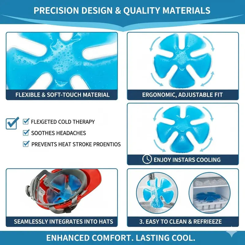 2PCS Cold Therapy Inserts For Hard Hats & Sun Hats