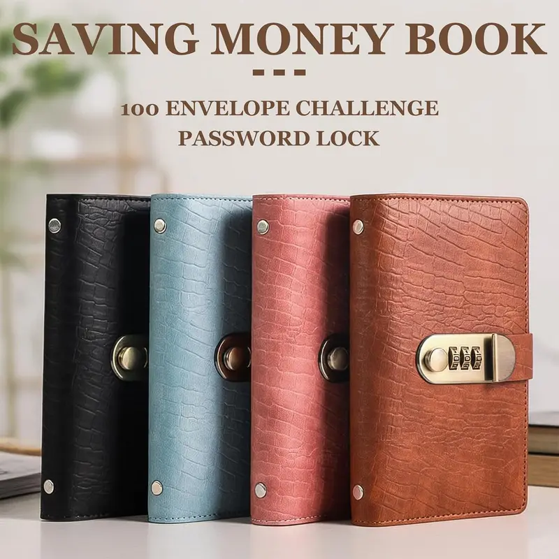 100-Pocket PU Leather Currency Album with Password Lock