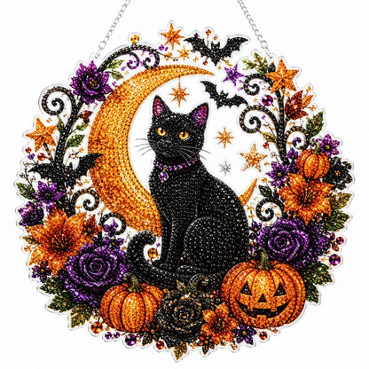 Halloween Hanging Diamond Art Kit – DIY 5D Pumpkin Wreath Gem Ornament